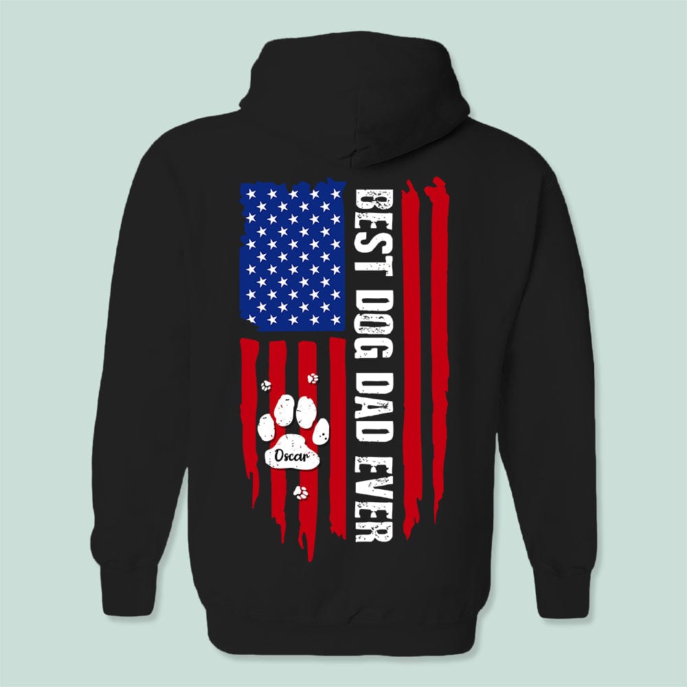 Best Dog Dad Ever Paw American Flag Backside Dog Shirt K228 888228