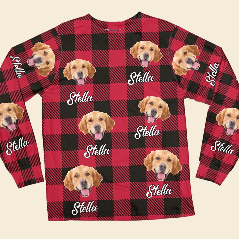 Custom Dog Photo And Name With Christmas Background Pajamas N304 889971