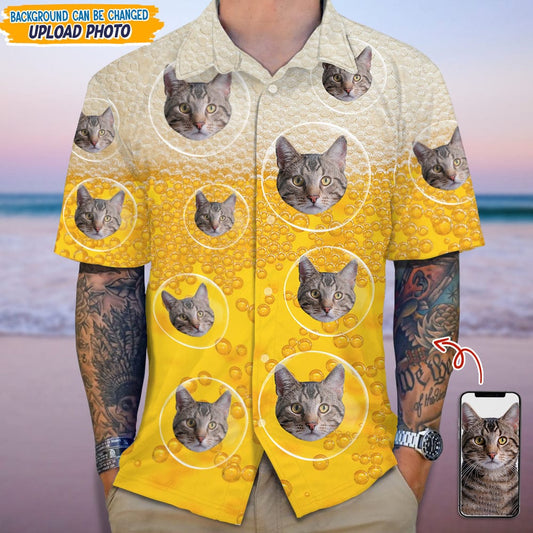 Custom Photo In Beer Bubble For Cat Lover Hawaii Shirt TA29 889291