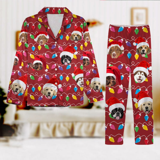 Custom Photo With Colorful Christmas Lights For Dog Lovers Pajamas N304 889916