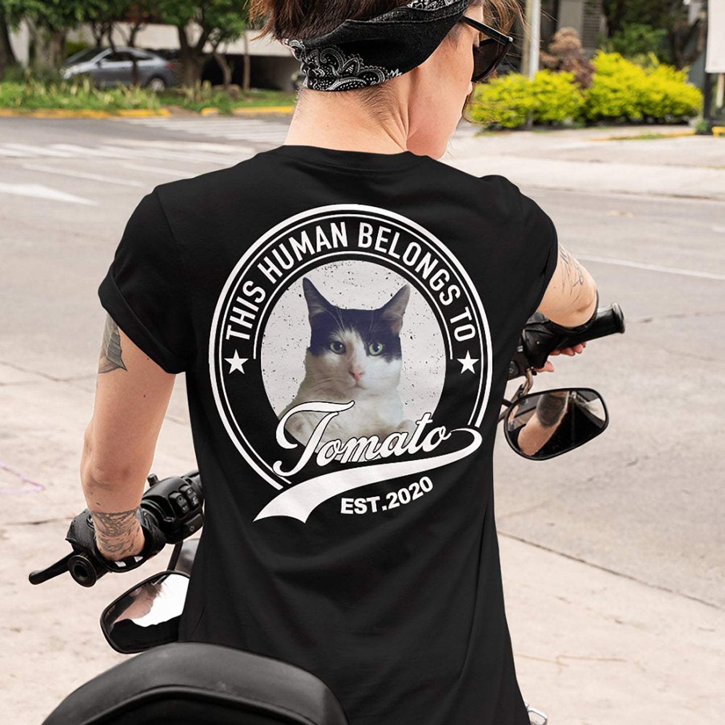 Human Belongs To Dog Cat Personalized Custom Photo Dog Cat Pet Backside Shirt TA29 889497