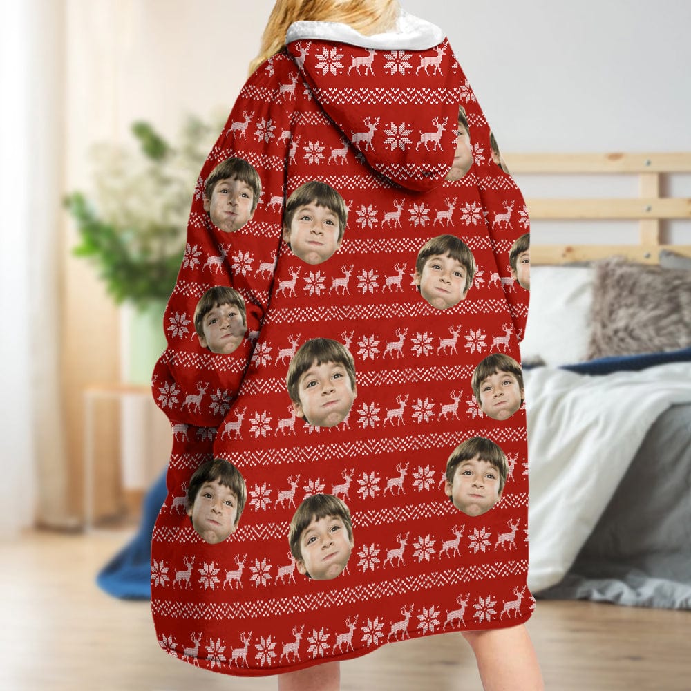 Upload Face Photo With Pattern Hoodie Blanket N304 889358