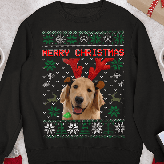 Upload Photo Christmas Ugly Dog Cat Sweatshirt Hoodie N369 889819